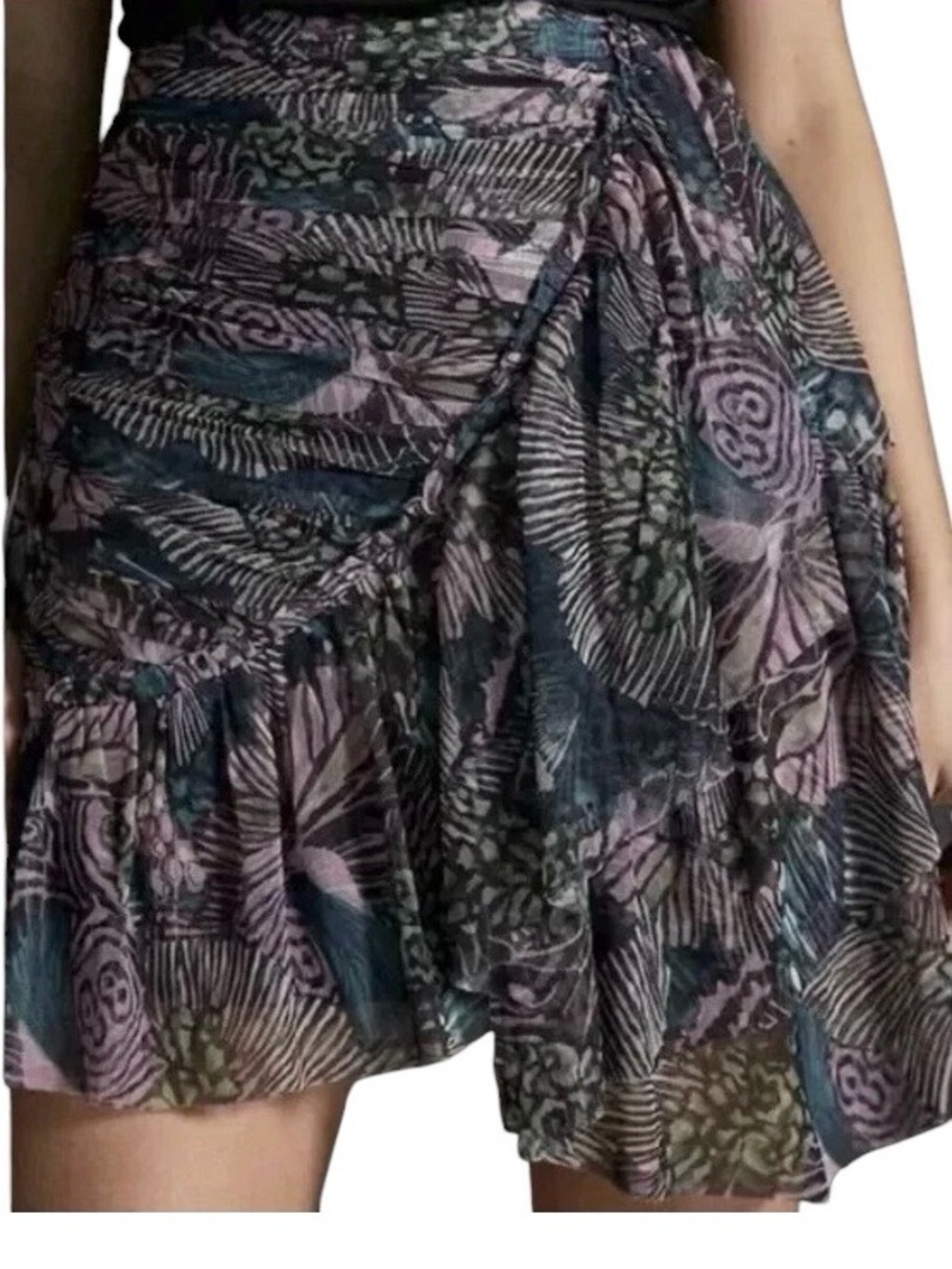 Anthropologie Printed Tulle Ruffle Mini Skirt Size 10 - Picture 2 of 13